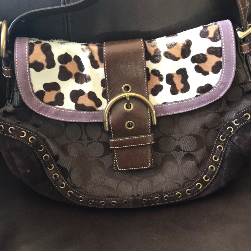 Coach ocelot calf hair leopard print bag